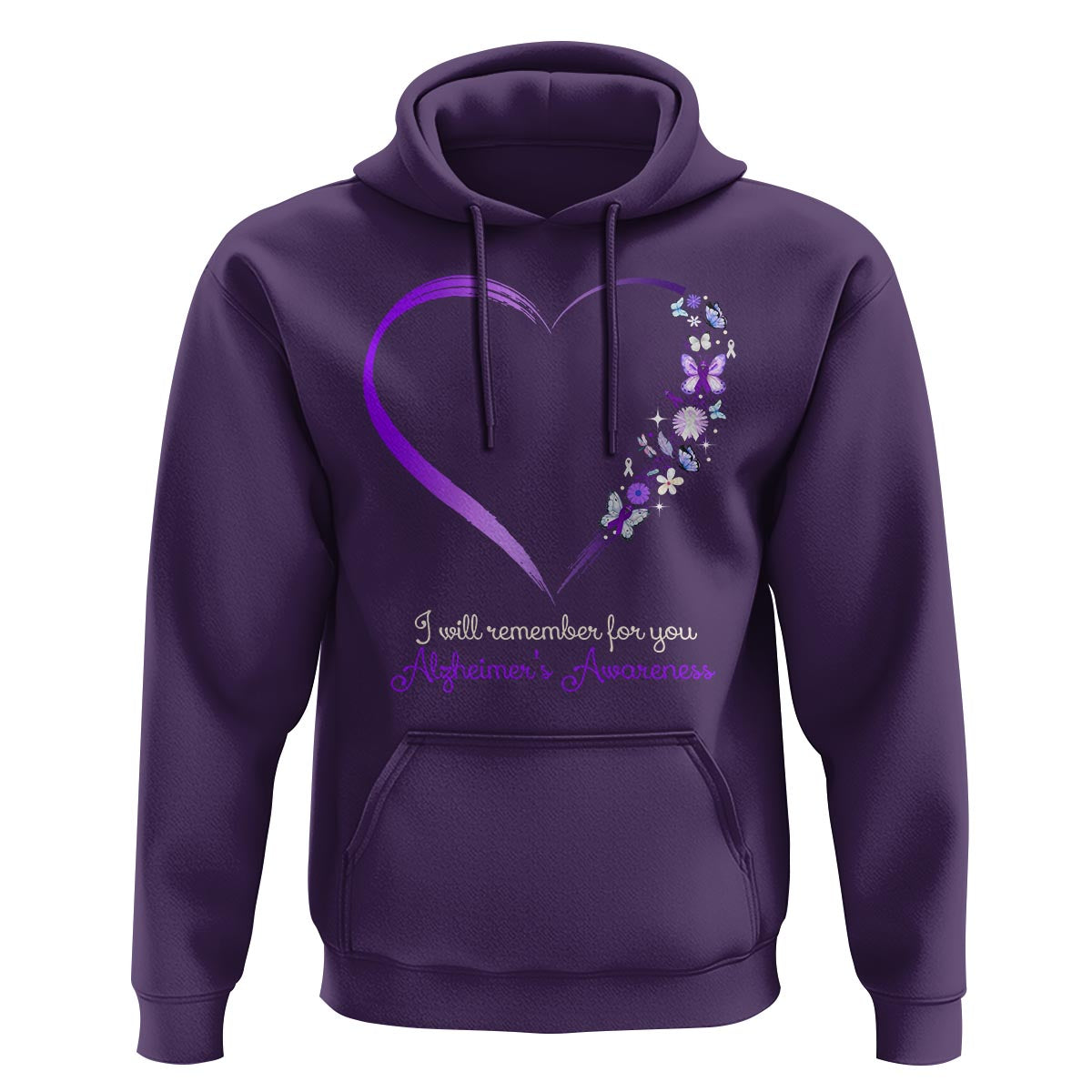 Alzheimer's And Brain Awareness Hoodie I Will Remember For You Daisy Flower Butterfly - Wonder Print Shop