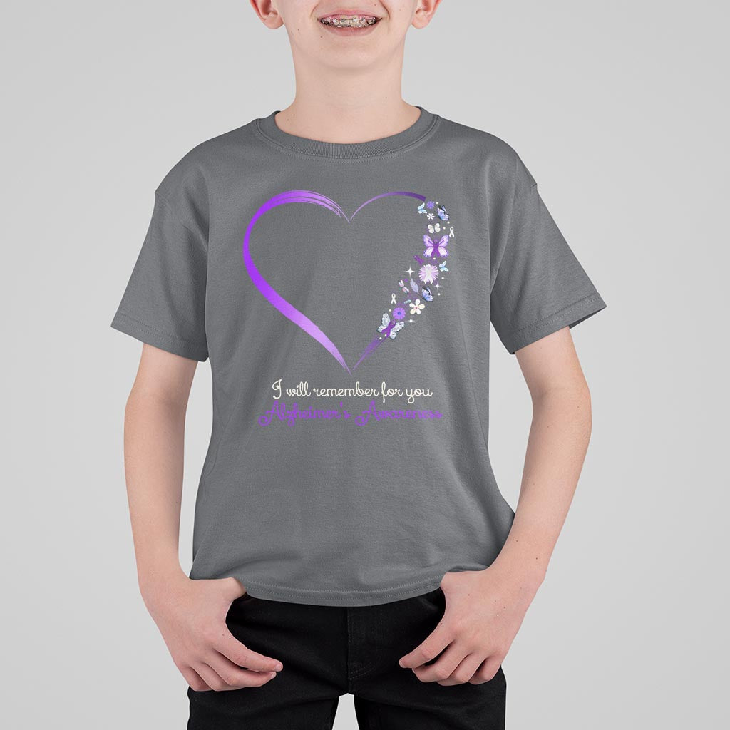 Alzheimer's And Brain Awareness T Shirt For Kid I Will Remember For You Daisy Flower Butterfly - Wonder Print Shop