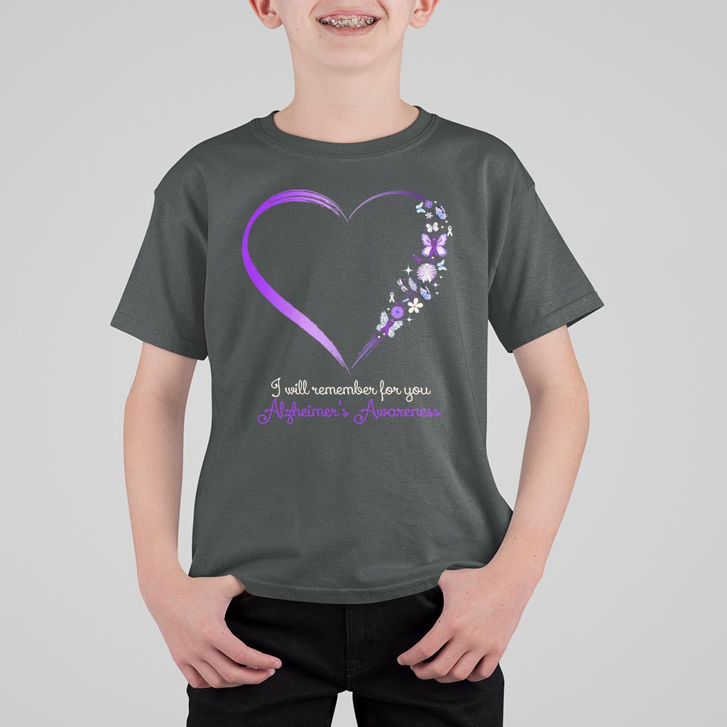 Alzheimer's And Brain Awareness T Shirt For Kid I Will Remember For You Daisy Flower Butterfly - Wonder Print Shop