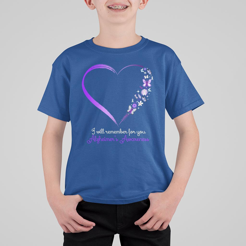 Alzheimer's And Brain Awareness T Shirt For Kid I Will Remember For You Daisy Flower Butterfly - Wonder Print Shop