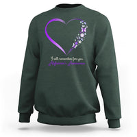 Alzheimer's And Brain Awareness Sweatshirt I Will Remember For You Daisy Flower Butterfly - Wonder Print Shop