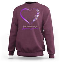 Alzheimer's And Brain Awareness Sweatshirt I Will Remember For You Daisy Flower Butterfly - Wonder Print Shop