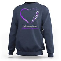 Alzheimer's And Brain Awareness Sweatshirt I Will Remember For You Daisy Flower Butterfly - Wonder Print Shop