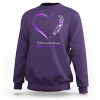 Alzheimer's And Brain Awareness Sweatshirt I Will Remember For You Daisy Flower Butterfly - Wonder Print Shop