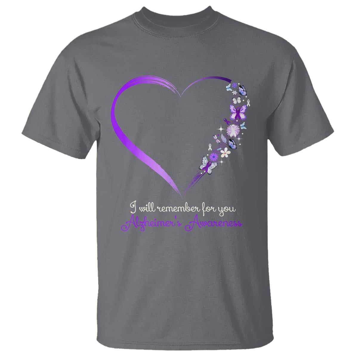 Alzheimer's And Brain Awareness T Shirt I Will Remember For You Daisy Flower Butterfly - Wonder Print Shop