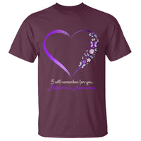 Alzheimer's And Brain Awareness T Shirt I Will Remember For You Daisy Flower Butterfly - Wonder Print Shop