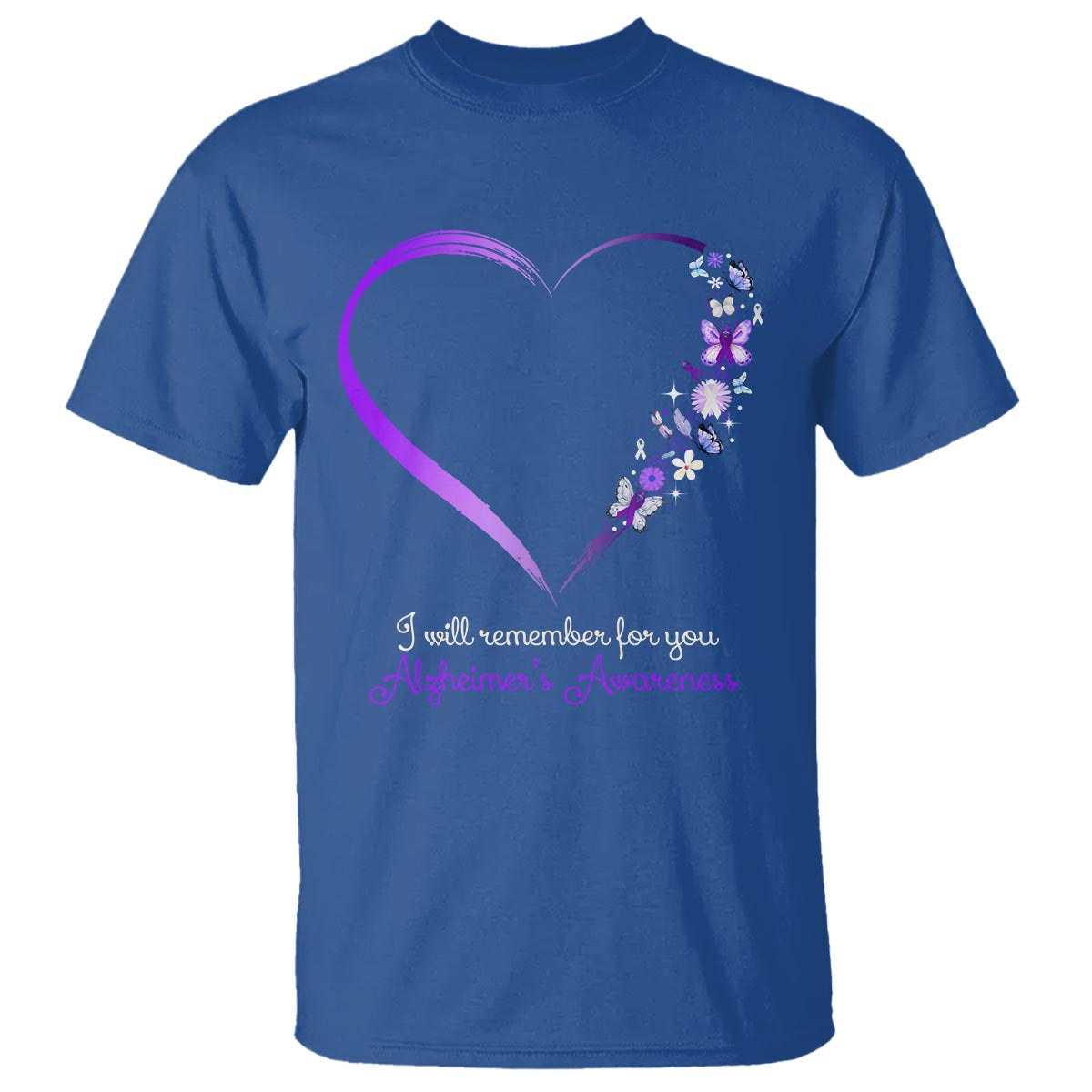 Alzheimer's And Brain Awareness T Shirt I Will Remember For You Daisy Flower Butterfly - Wonder Print Shop
