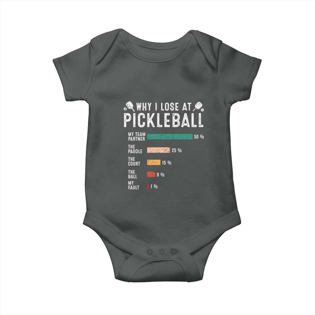 Funny Pickleball Baby Onesie Why I Lose At Pickleball Humor - Wonder Print Shop