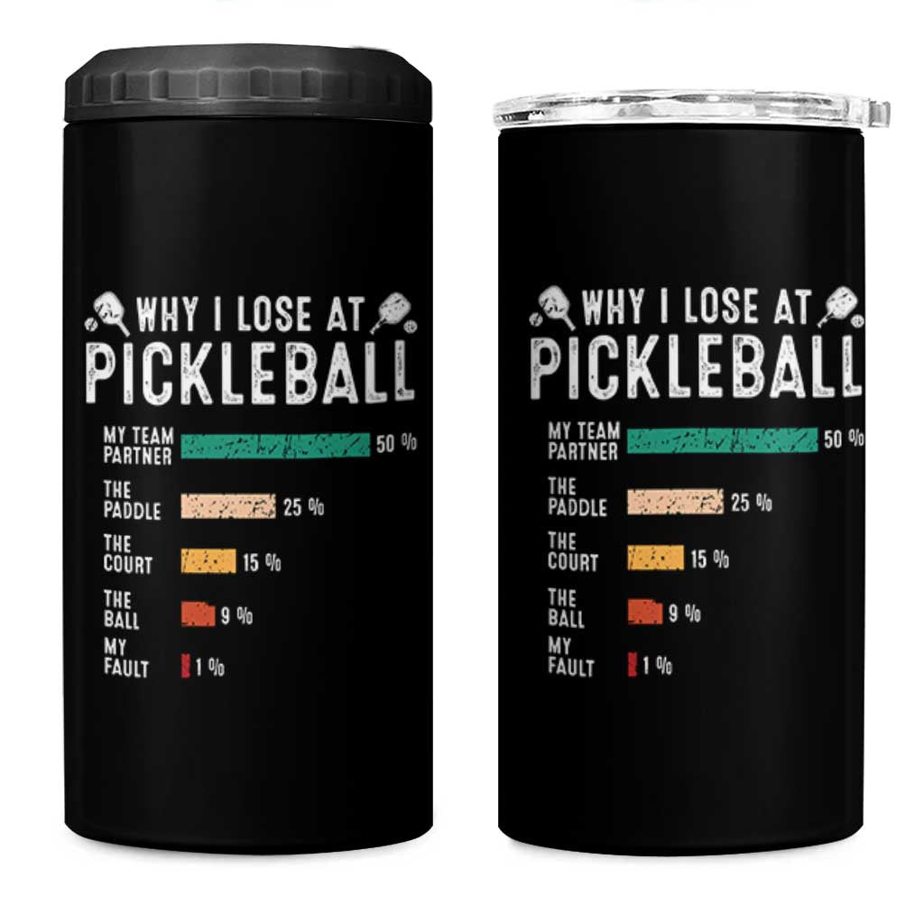 Funny Pickleball 4 in 1 Can Cooler Tumbler Why I Lose At Pickleball Humor - Wonder Print Shop