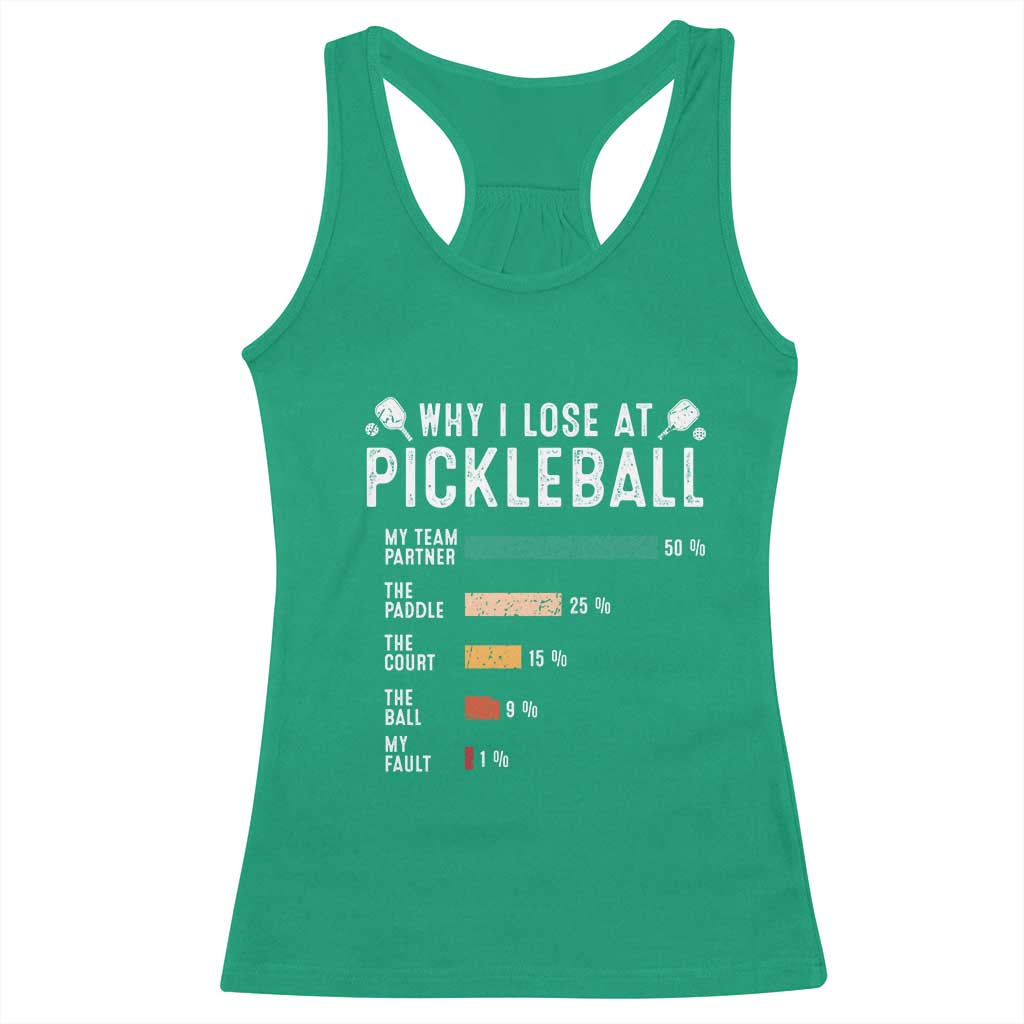 Funny Pickleball Racerback Tank Top Why I Lose At Pickleball Humor - Wonder Print Shop