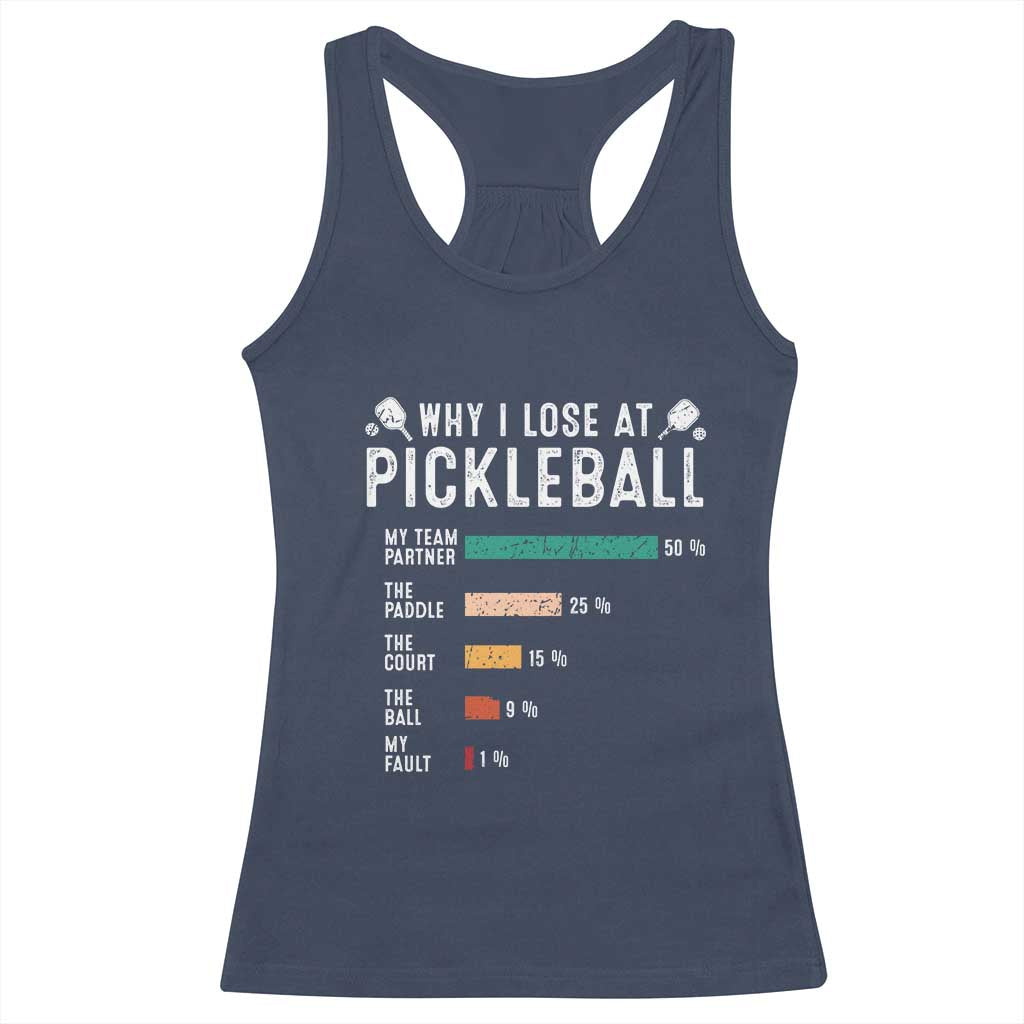 Funny Pickleball Racerback Tank Top Why I Lose At Pickleball Humor - Wonder Print Shop