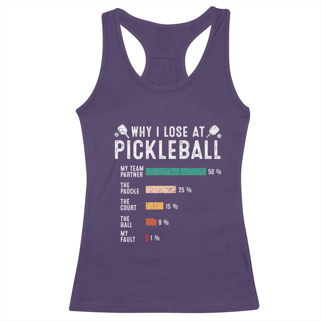 Funny Pickleball Racerback Tank Top Why I Lose At Pickleball Humor - Wonder Print Shop