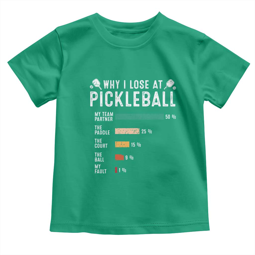 Funny Pickleball Toddler T Shirt Why I Lose At Pickleball Humor - Wonder Print Shop