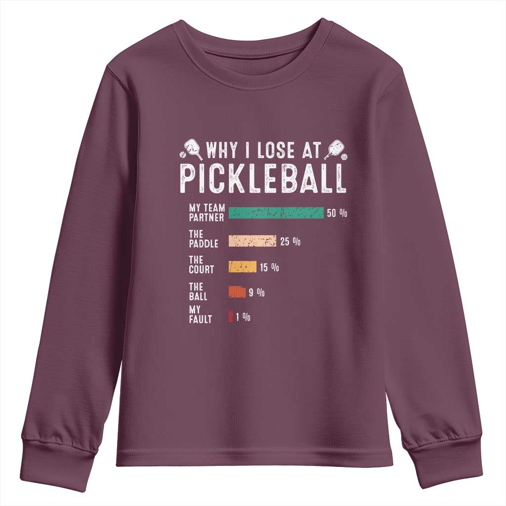 Funny Pickleball Youth Sweatshirt Why I Lose At Pickleball Humor - Wonder Print Shop