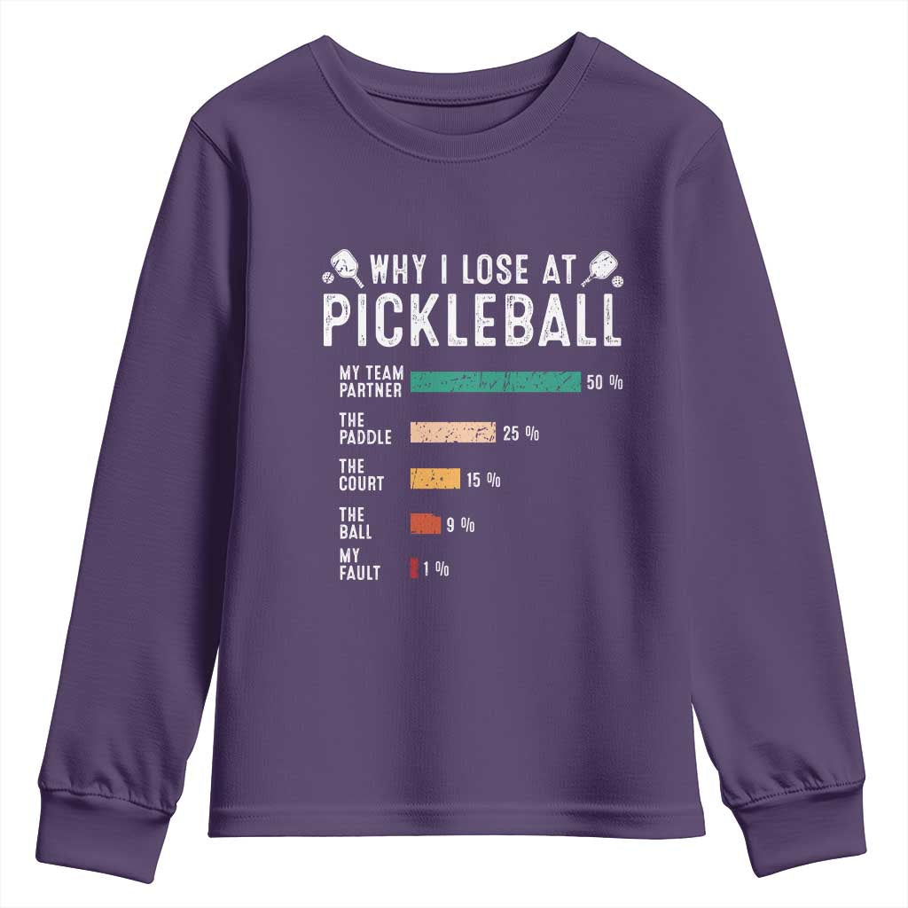 Funny Pickleball Youth Sweatshirt Why I Lose At Pickleball Humor - Wonder Print Shop