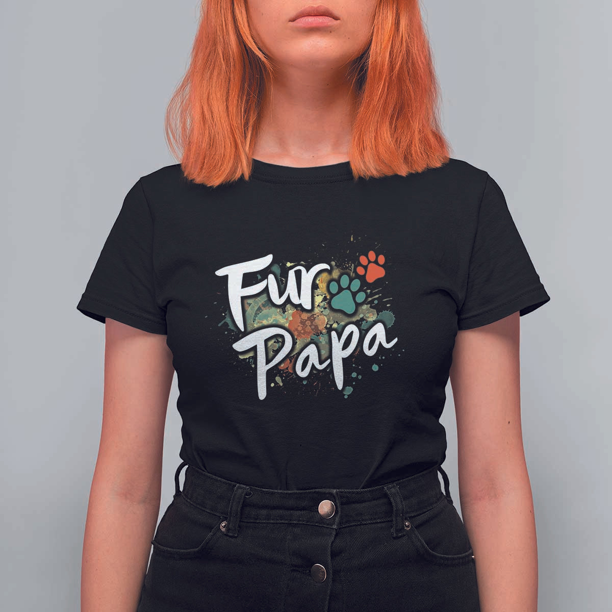 Fur Papa T Shirt For Women Pet Lover Dog Dad Father's Day - Wonder Print Shop