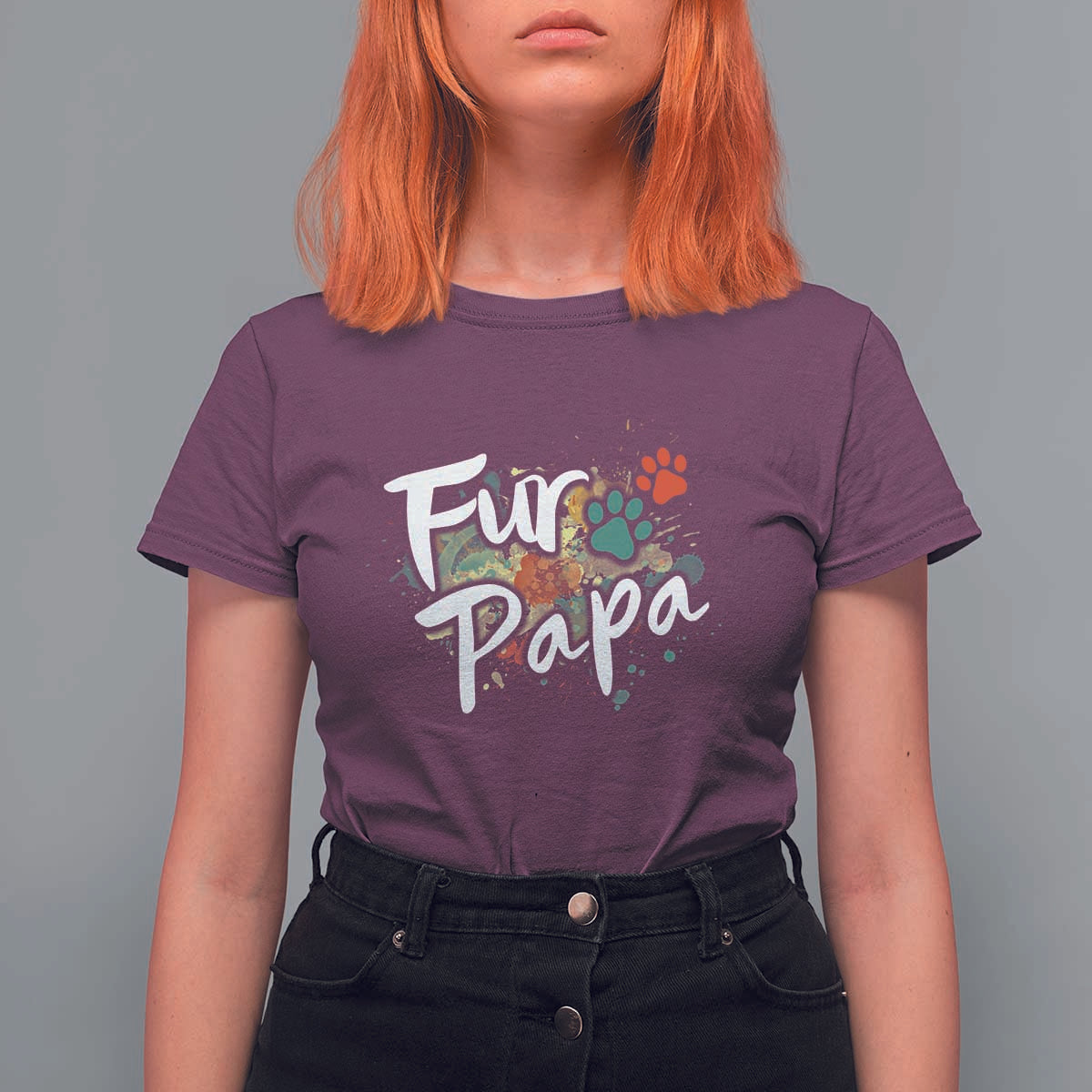Fur Papa T Shirt For Women Pet Lover Dog Dad Father's Day - Wonder Print Shop