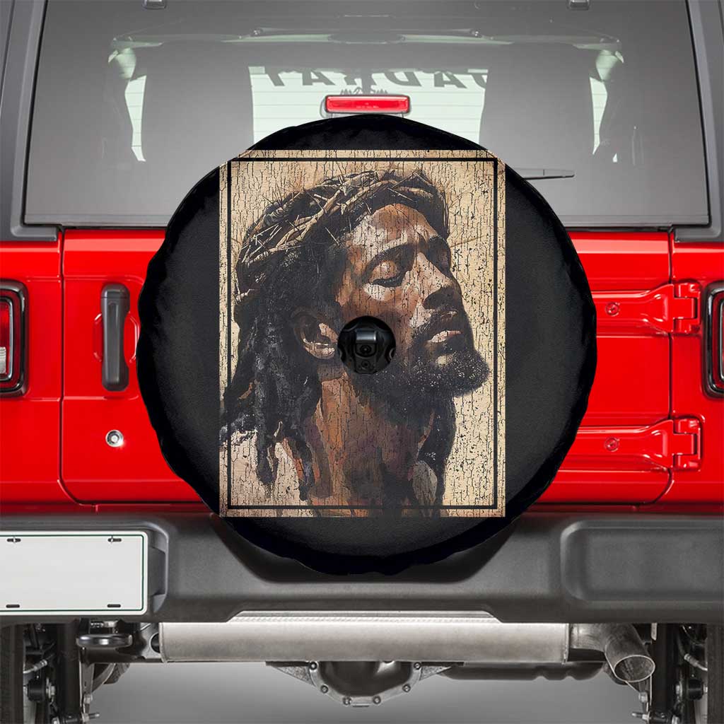 Religious Black Jesus With Crown Of Thorns Spare Tire Cover