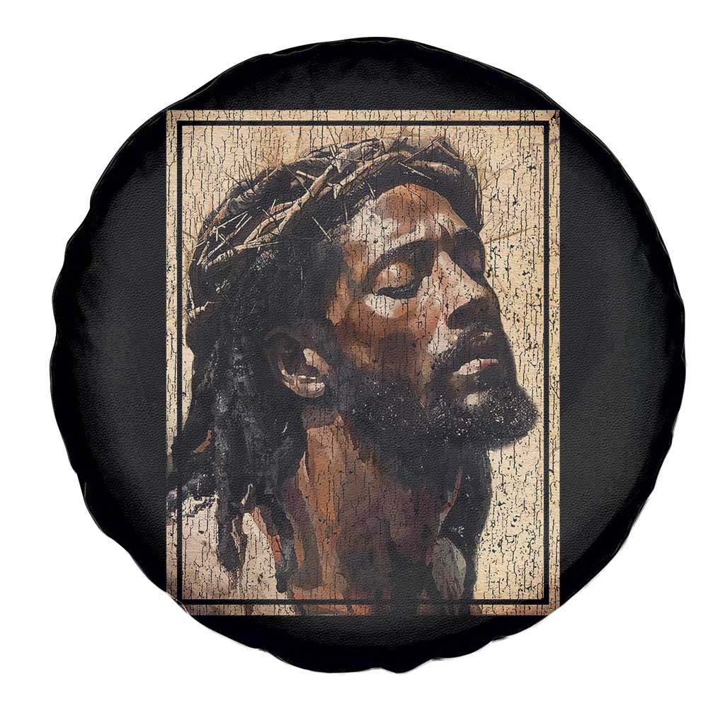 Religious Black Jesus With Crown Of Thorns Spare Tire Cover