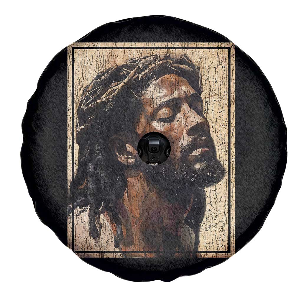Religious Black Jesus With Crown Of Thorns Spare Tire Cover