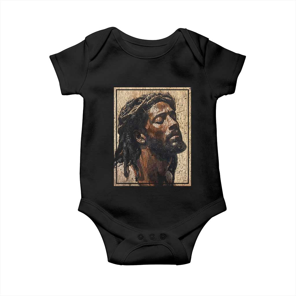 Religious Black Jesus With Crown Of Thorns Baby Onesie