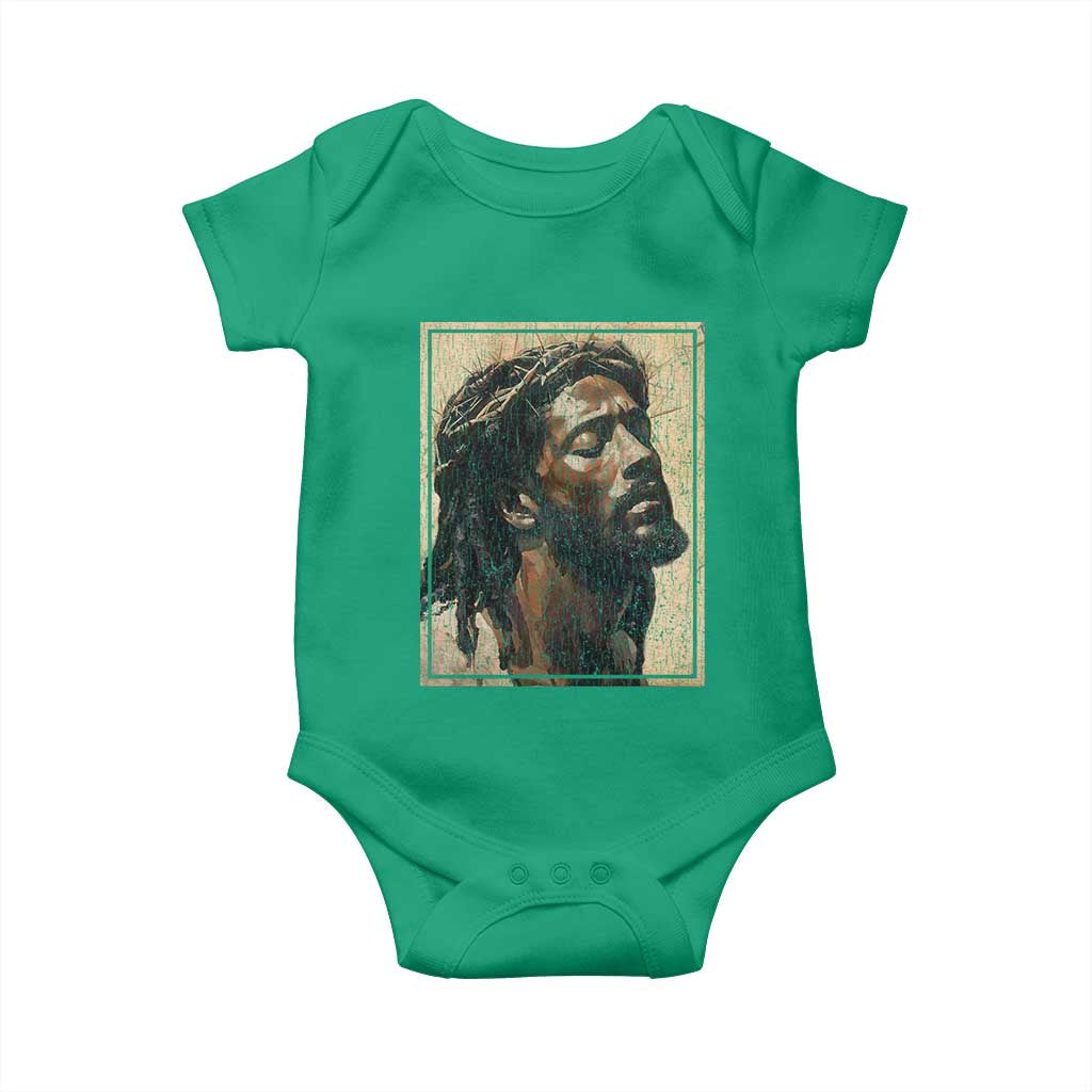 Religious Black Jesus With Crown Of Thorns Baby Onesie