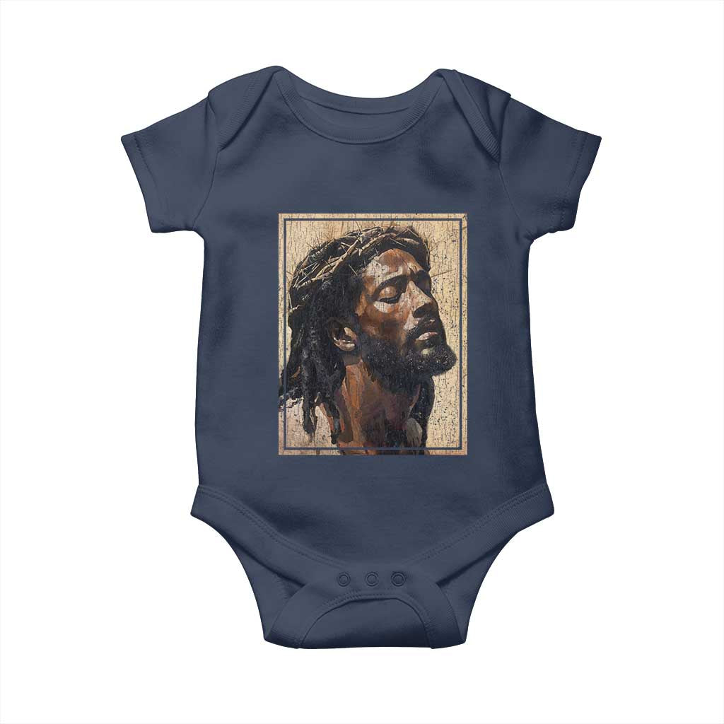 Religious Black Jesus With Crown Of Thorns Baby Onesie