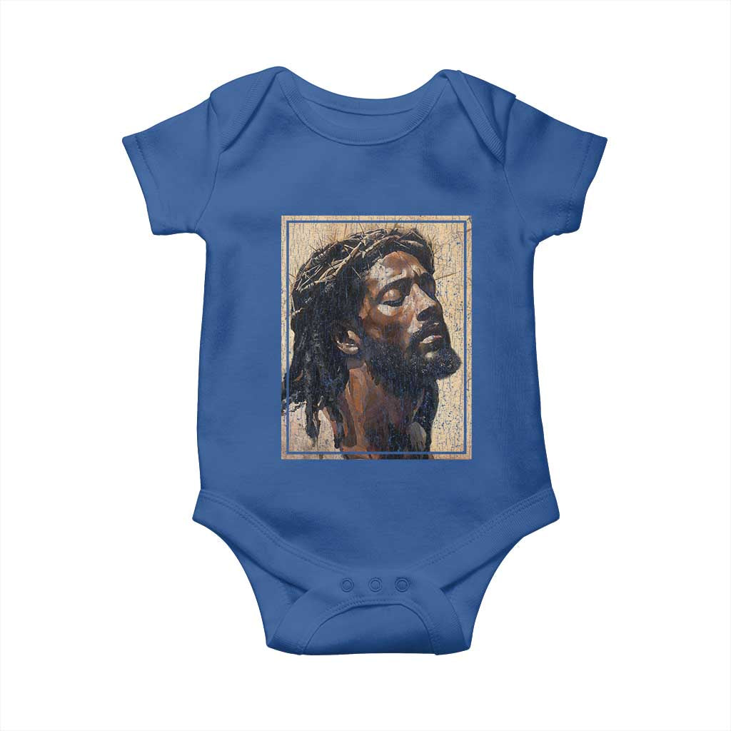 Religious Black Jesus With Crown Of Thorns Baby Onesie