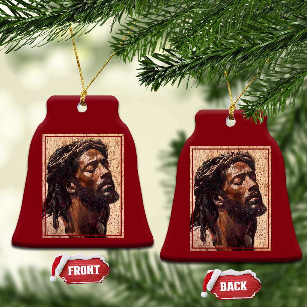 Religious Black Jesus With Crown Of Thorns Ceramic Ornament