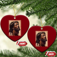 Religious Black Jesus With Crown Of Thorns Ceramic Ornament