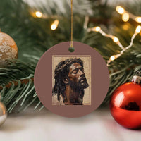 Religious Black Jesus With Crown Of Thorns Ceramic Ornament