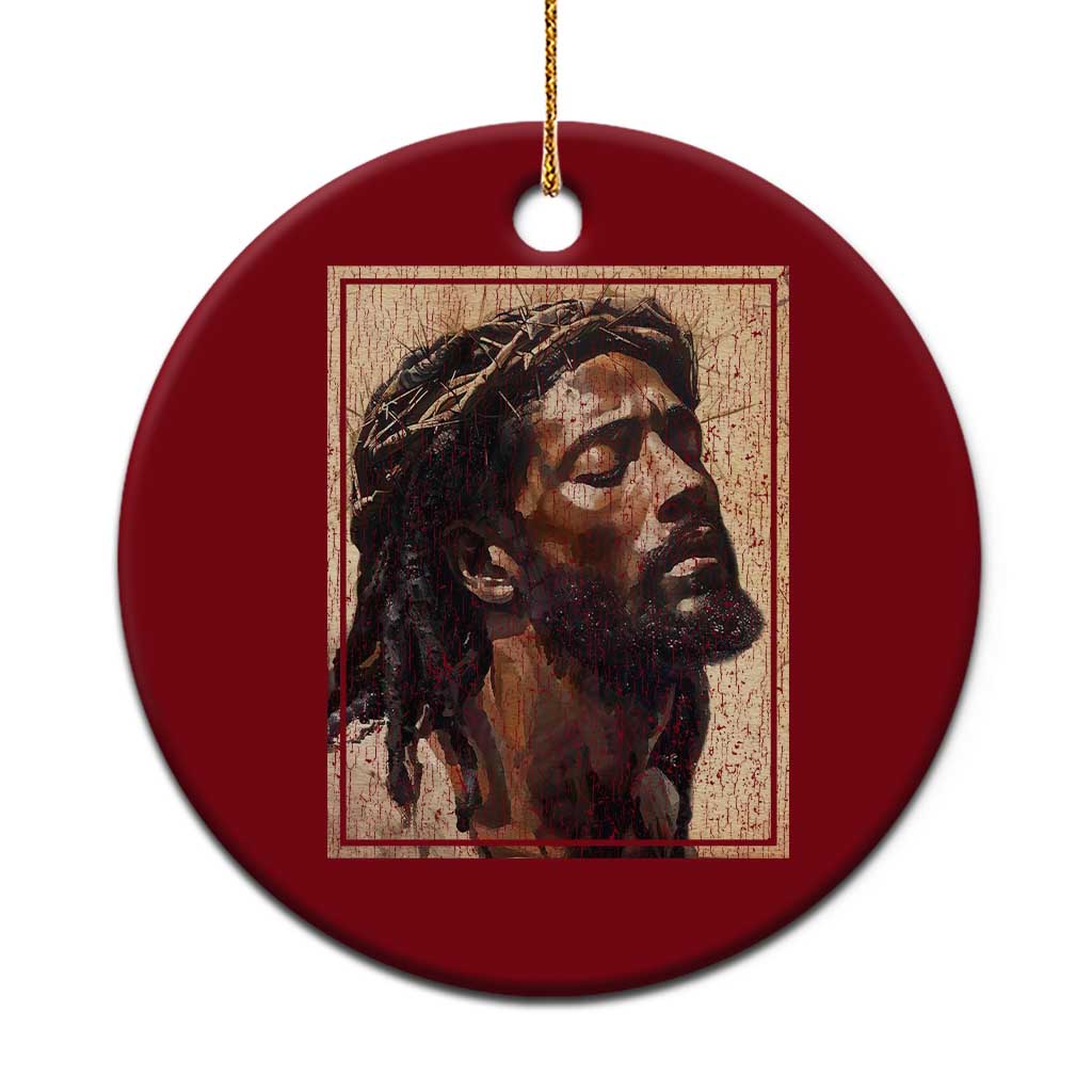 Religious Black Jesus With Crown Of Thorns Ceramic Ornament