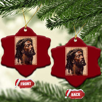 Religious Black Jesus With Crown Of Thorns Ceramic Ornament