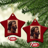 Religious Black Jesus With Crown Of Thorns Ceramic Ornament