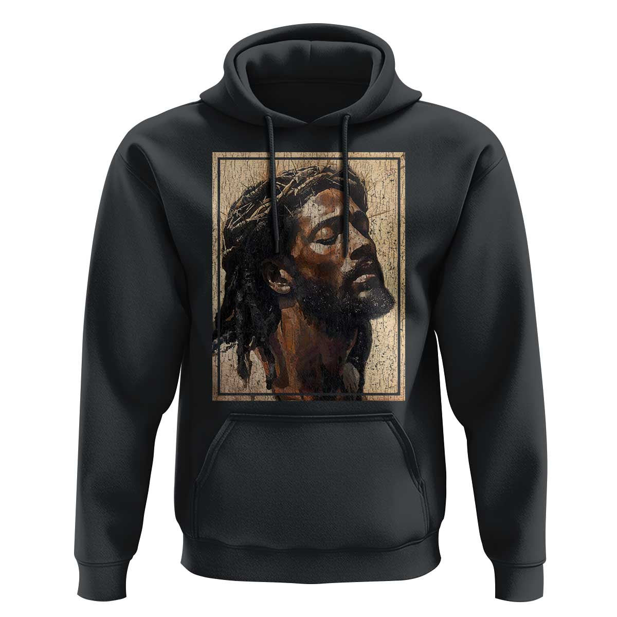 Religious Black Jesus With Crown Of Thorns Hoodie