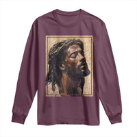 Religious Black Jesus With Crown Of Thorns Long Sleeve Shirt