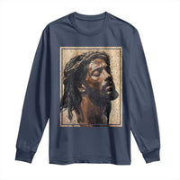 Religious Black Jesus With Crown Of Thorns Long Sleeve Shirt