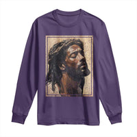 Religious Black Jesus With Crown Of Thorns Long Sleeve Shirt