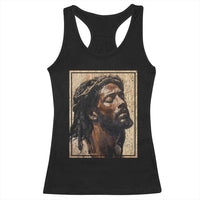 Religious Black Jesus With Crown Of Thorns Racerback Tank Top