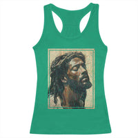 Religious Black Jesus With Crown Of Thorns Racerback Tank Top