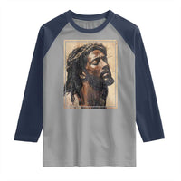 Religious Black Jesus With Crown Of Thorns Raglan Shirt