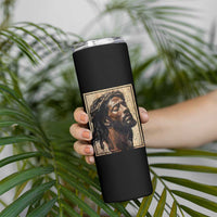 Religious Black Jesus With Crown Of Thorns Skinny Tumbler