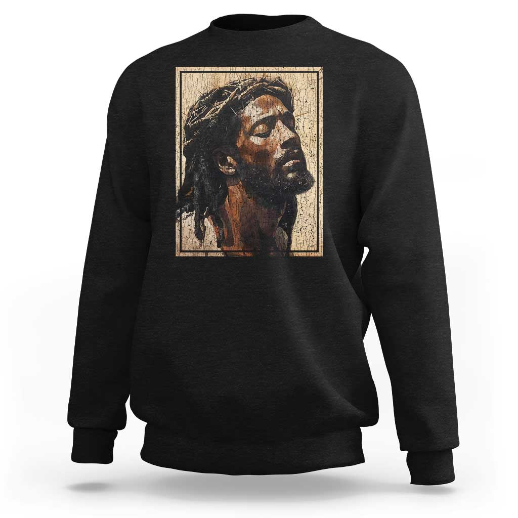 Religious Black Jesus With Crown Of Thorns Sweatshirt