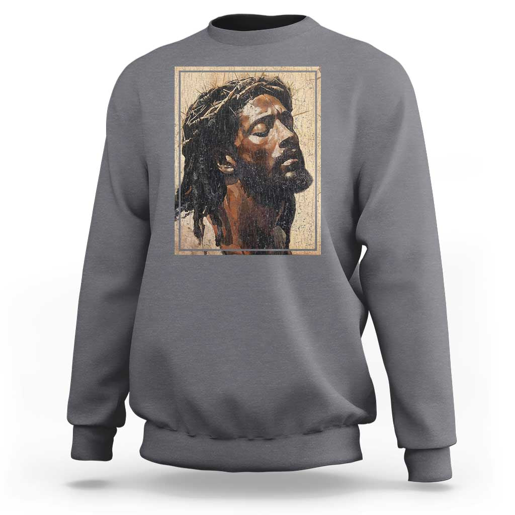 Religious Black Jesus With Crown Of Thorns Sweatshirt