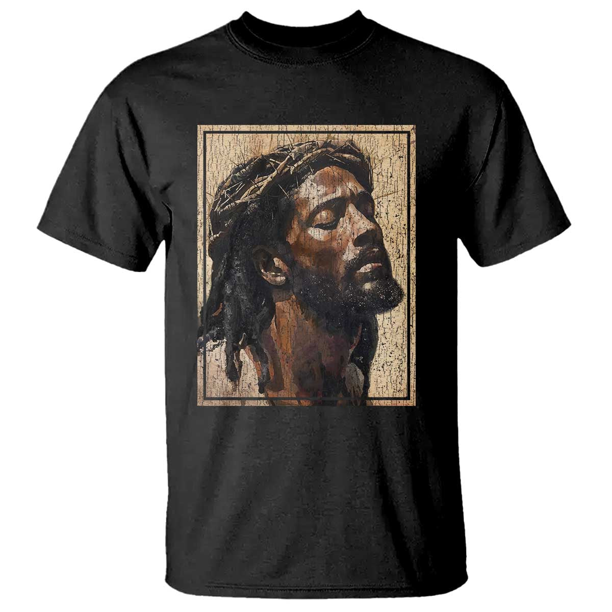 Religious Black Jesus With Crown Of Thorns T Shirt