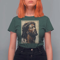 Religious Black Jesus With Crown Of Thorns T Shirt For Women