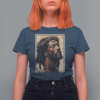 Religious Black Jesus With Crown Of Thorns T Shirt For Women