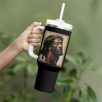 Religious Black Jesus With Crown Of Thorns Tumbler With Handle