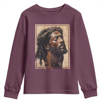 Religious Black Jesus With Crown Of Thorns Youth Sweatshirt