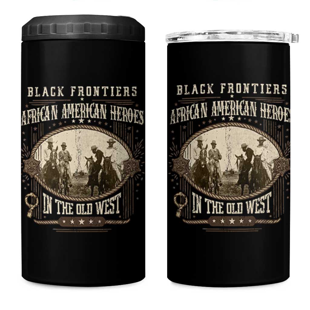 African American Cowboy 4 in 1 Can Cooler Tumbler Black Frontiers African American Heroes In The Old West - Wonder Print Shop